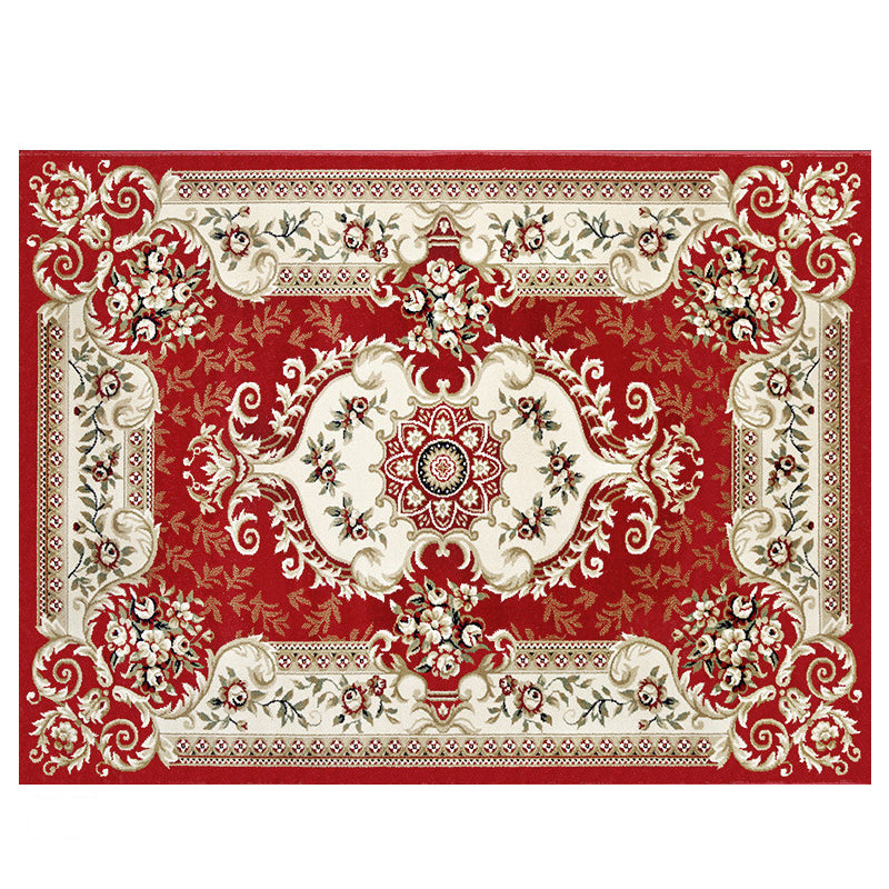Beige traditionelle Fläche Teppichmedaillon Muster Polyester Fläche Teppich Easy Care Teppich für Wohnzimmer