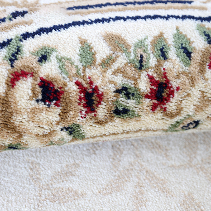 Beige traditionelle Fläche Teppichmedaillon Muster Polyester Fläche Teppich Easy Care Teppich für Wohnzimmer