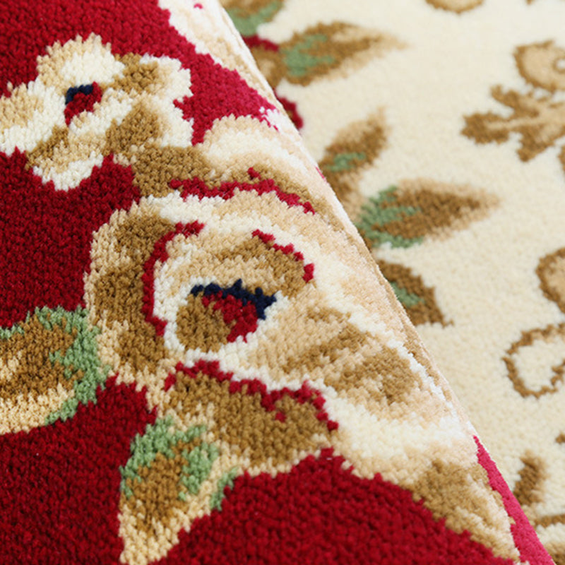 Beige traditionelle Fläche Teppichmedaillon Muster Polyester Fläche Teppich Easy Care Teppich für Wohnzimmer