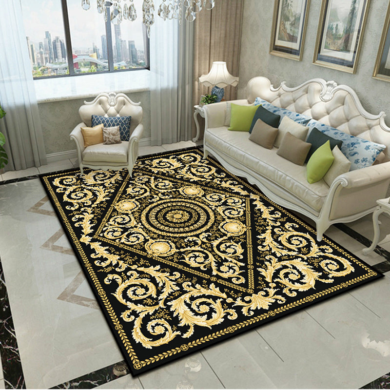 Yellow Modern Rug Blended Graphic Rug Non-Slip Backing Rug for Living Room