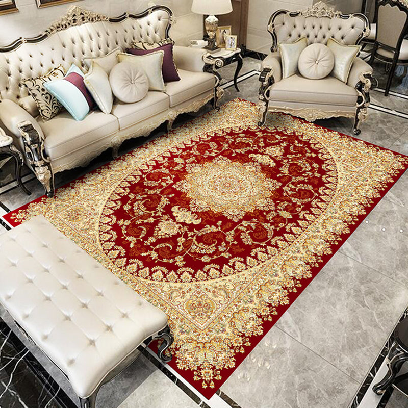 Yellow Modern Rug Blended Graphic Rug Non-Slip Backing Rug for Living Room