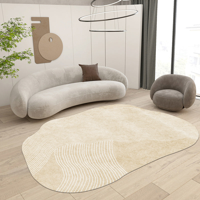 Simplicity Apricot Carpet Modern Novelty Shape Rug Polyester Stain Resistant Carpet for Living Room