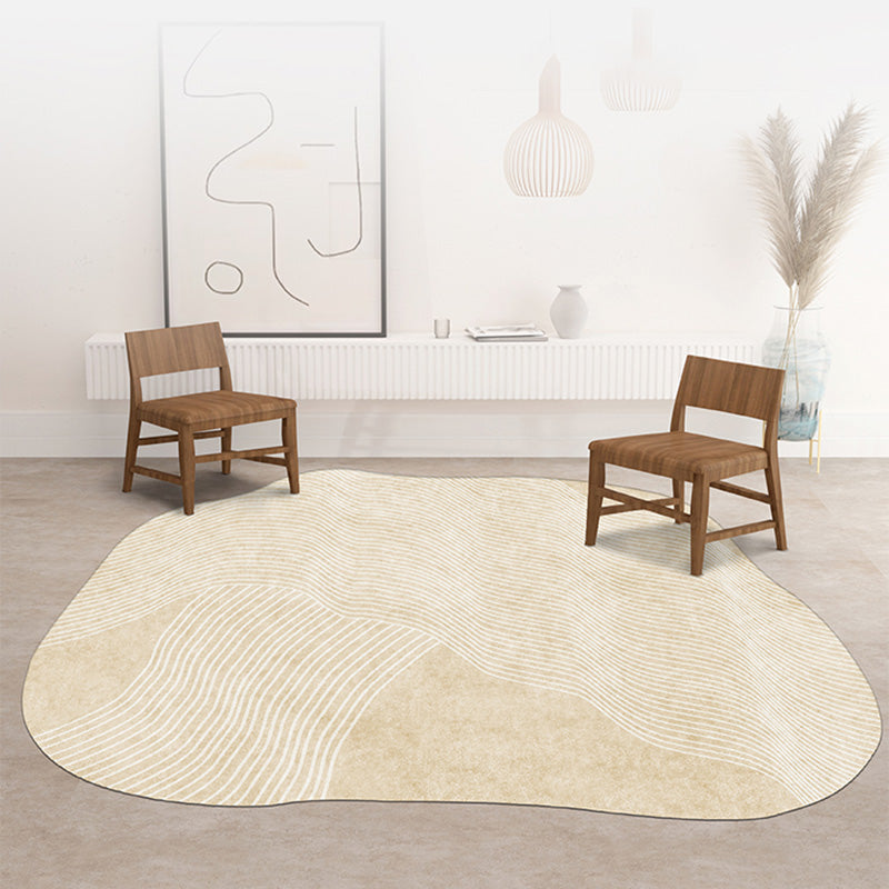 Simplicity Apricot Carpet Modern Novelty Shape Rug Polyester Stain Resistant Carpet for Living Room