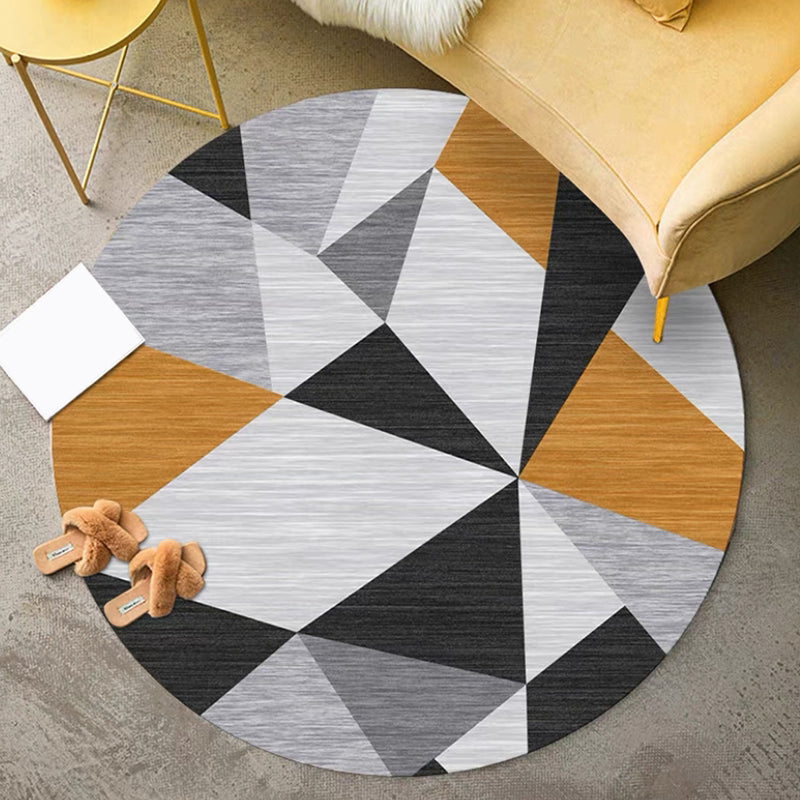 Grey Modern Area Rug Blending Graphic Rug Non-Slip Backing Rug Living Room