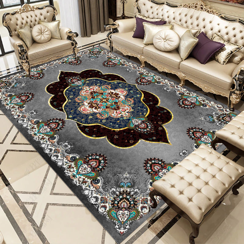 Purple Modern Rug Blending Graphic Rug Non-Slip Backing Rug for Living Room