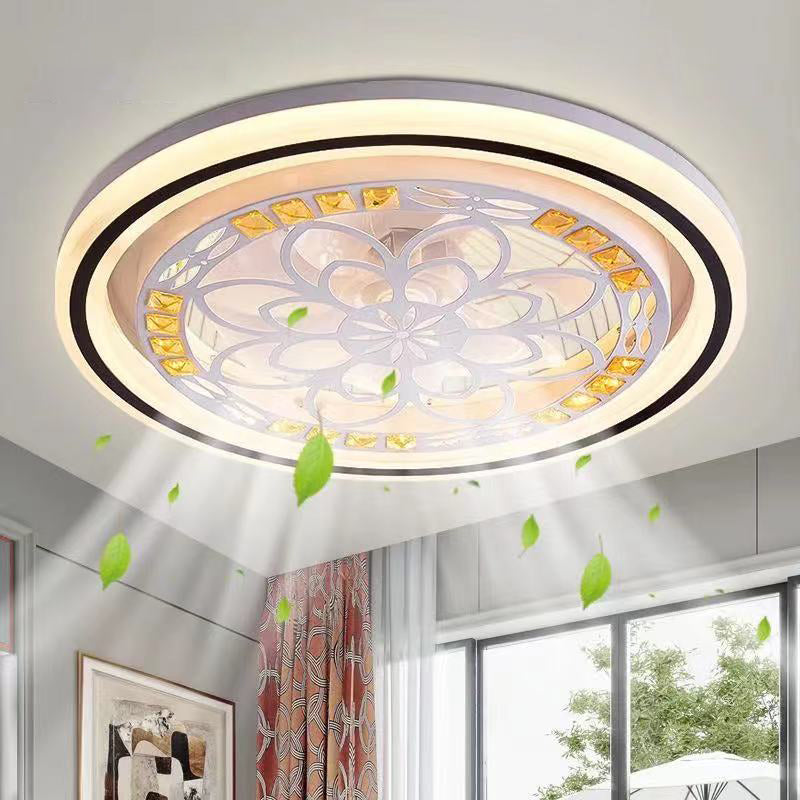 Moderne Deckenlüfterbeleuchtung Geometrische LED -Halbflush -Montage mit Acrylschatten