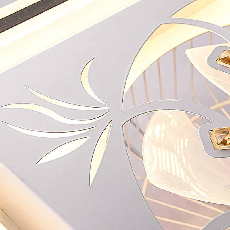 Moderne Deckenlüfterbeleuchtung Geometrische LED -Halbflush -Montage mit Acrylschatten