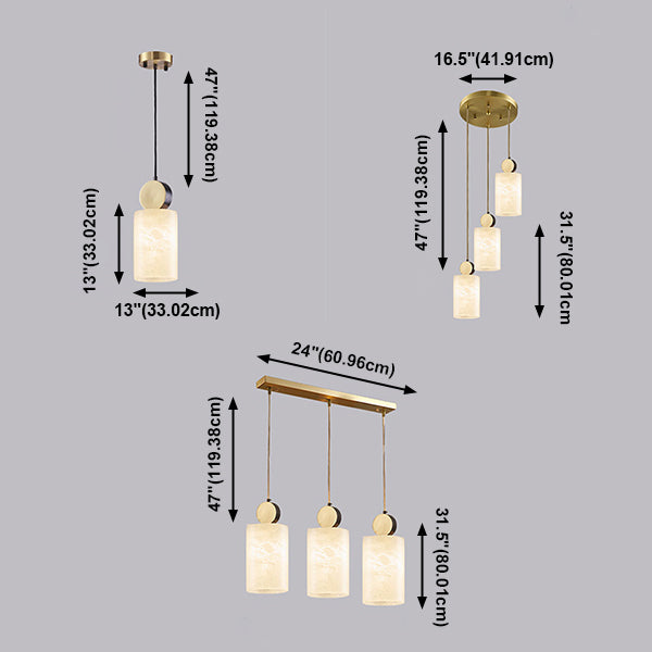 Lámpara colgante de comedor Contemporáneos de techo de techo de mármol múltiple de bulbo