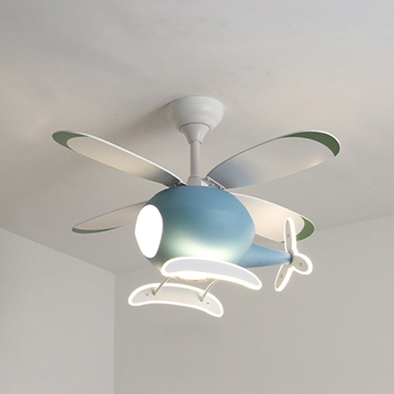 Avión para niños Avión colgante Iluminación Metal LED LED Semi Flush Lámpara montada
