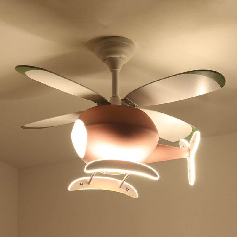 Avión para niños Avión colgante Iluminación Metal LED LED Semi Flush Lámpara montada