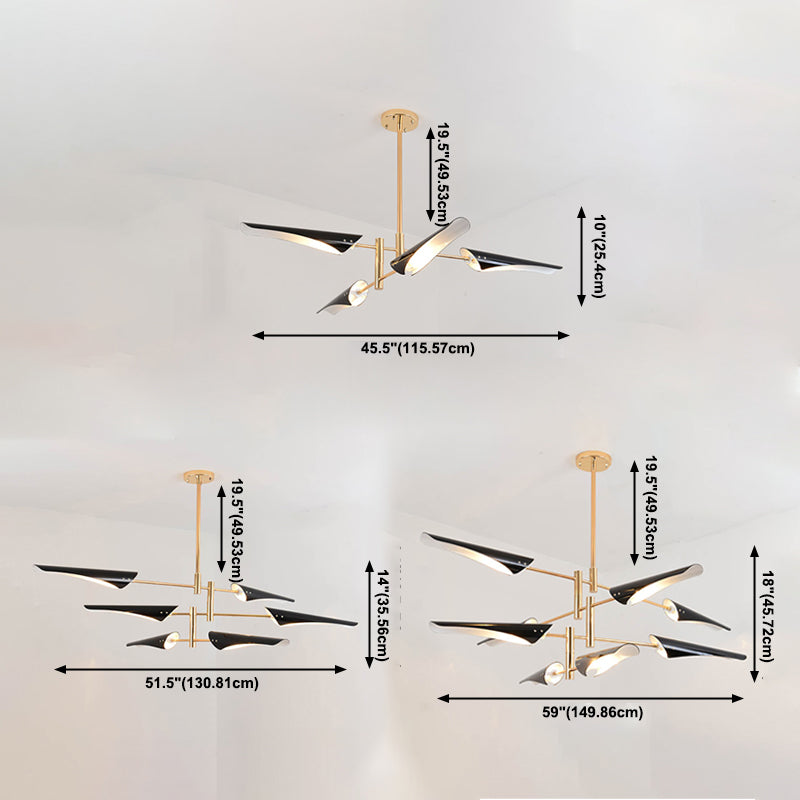 Metalen kroonluchter verlichtingsarmatuur postmoderne kroonluchter hanger licht voor zitkamer