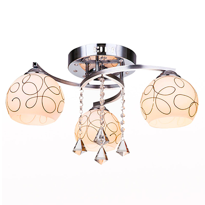 Lámpara semi empotrada Globe Lámparas semi empotradas modernas de múltiples luces con pantalla de vidrio blanco