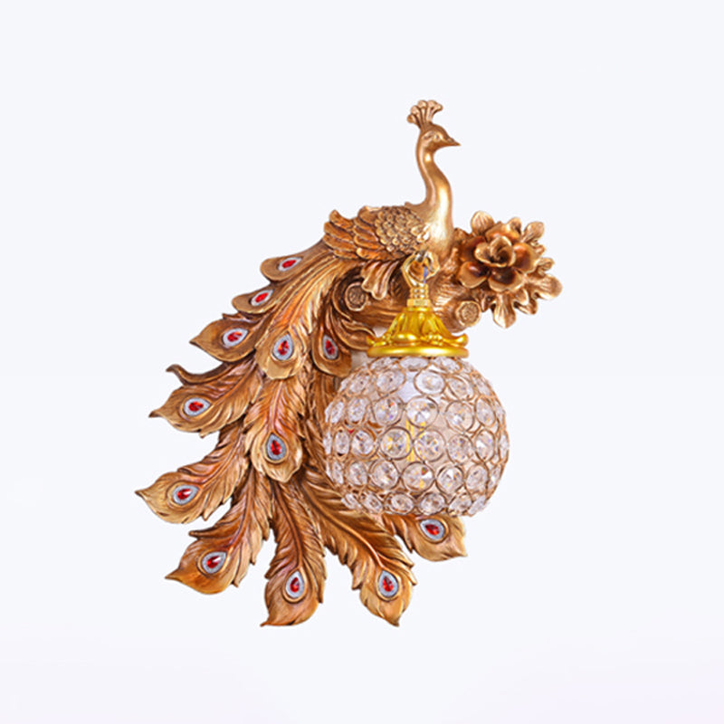 Peacock wandmontage Licht bevestiging Moderne 1-licht wandmontage lamp met heldere kristalschaduw