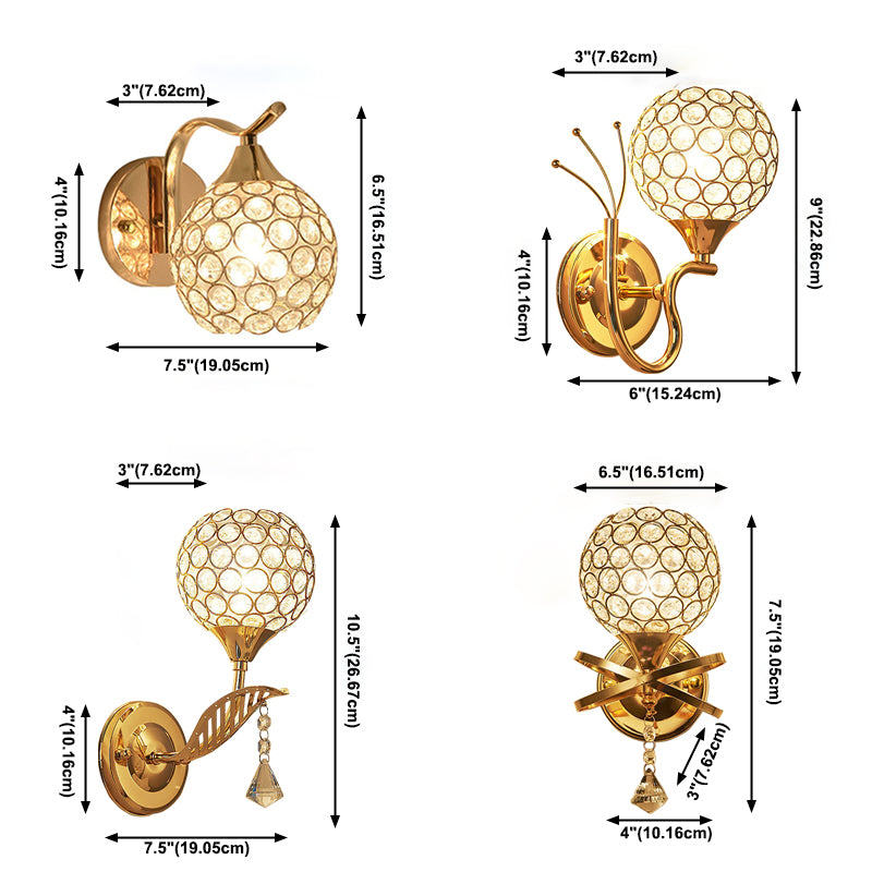 Lampe murale murale globe moderne à 1 lumière luminaire de montage mural avec une teinte en cristal transparent