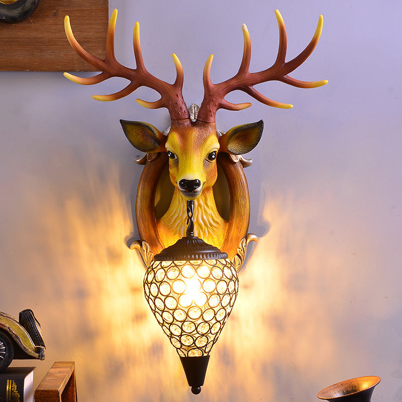 Modern Style Deer Wall Mounted Lighting with Crystal Shade Living Room Wall Lighting Fixture