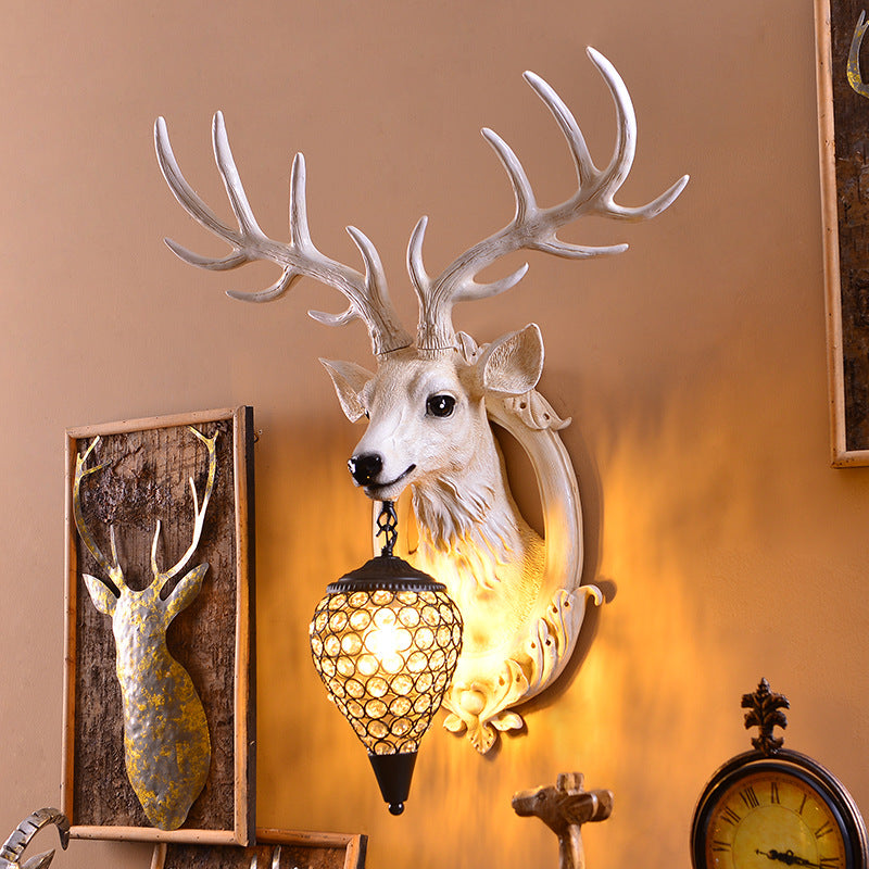 Modern Style Deer Wall Mounted Lighting with Crystal Shade Living Room Wall Lighting Fixture