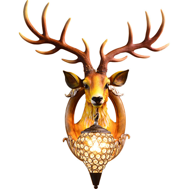 Modern Style Deer Wall Mounted Lighting with Crystal Shade Living Room Wall Lighting Fixture