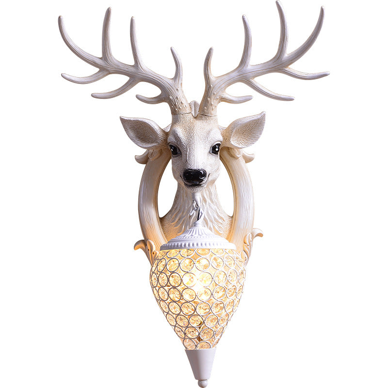 Modern Style Deer Wall Mounted Lighting with Crystal Shade Living Room Wall Lighting Fixture