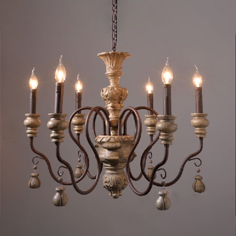 Candlestick Hanging Chandelier French Country Multi Lights Living Room Pendant in Grey