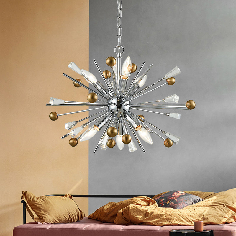Metaal sputnik kroonluchter designer stijl zilveren suspensie verlichtingsarmatuur voor woonkamer