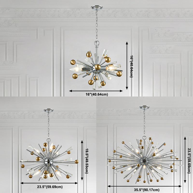 Metaal sputnik kroonluchter designer stijl zilveren suspensie verlichtingsarmatuur voor woonkamer