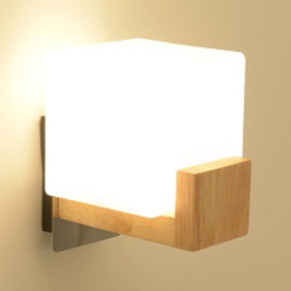 Living Room One Head Wall Sconce Modern Wood Style Wall Mounted Light Fixture