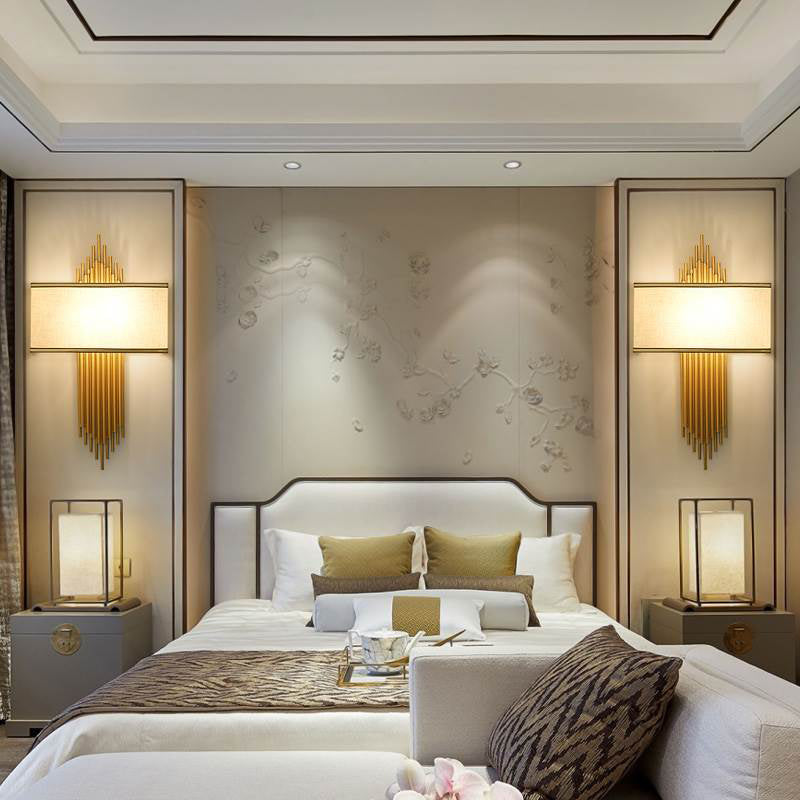 Postmodern Metal Wall Sconce Two Blub Wall Mounted Light Fixture for Bedroom