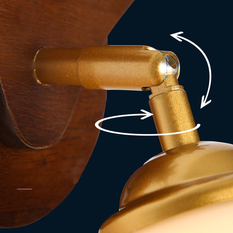 Sitting Room One Head Wall Sconce Contemporary Log and White Glass Wall Mounted Light Fixture