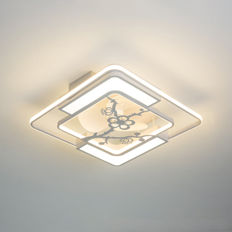 Weiße geometrische Deckenlüftungslampe moderne Acryl -LED -Halbblütenmontage Licht für Wohnzimmer