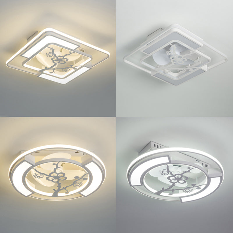 Weiße geometrische Deckenlüftungslampe moderne Acryl -LED -Halbblütenmontage Licht für Wohnzimmer