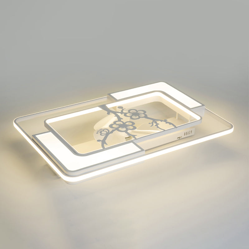 Weiße geometrische Deckenlüftungslampe moderne Acryl -LED -Halbblütenmontage Licht für Wohnzimmer