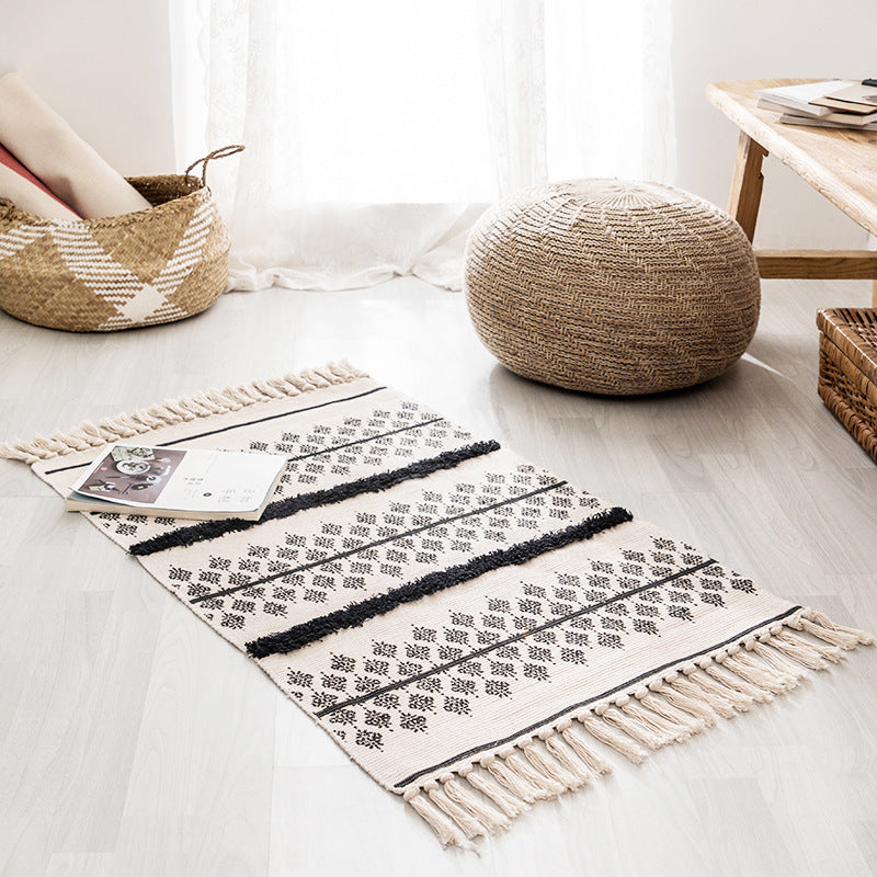 Ethnische Baumwollmischfläche Teppich Tribal Print Innenteppich Rand Teppich für die Heimdekoration