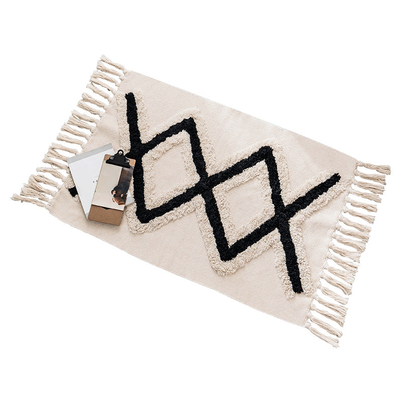 Ethnische Baumwollmischfläche Teppich Tribal Print Innenteppich Rand Teppich für die Heimdekoration