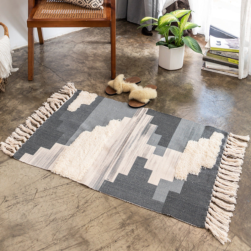 Ethnische Baumwollmischfläche Teppich Tribal Print Innenteppich Rand Teppich für die Heimdekoration