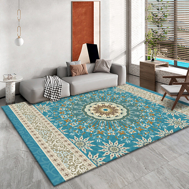 Bohemian Living Room Area Carpet American Pattern Polyester Area Rug Stain Resistant Rug
