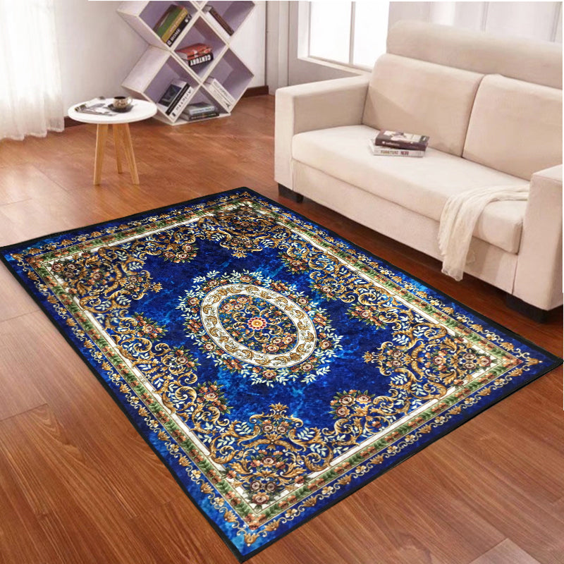 Stylish Medallion Pattern Area Carpet Red Traditional Area Rug Anti-Slip Rug for Living Room