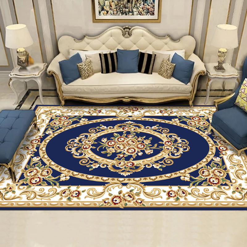 Modern European Area Rug Medallion Pattern Indoor Rug Washable Carpet with Non-Slip Backing