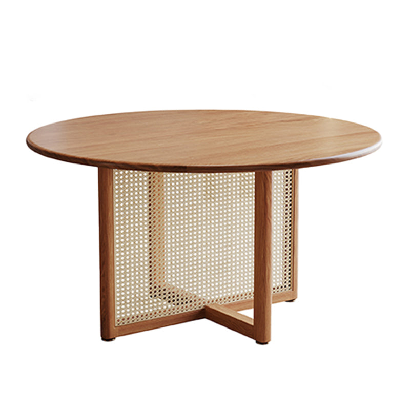 Pinewood Solid Wood Brown Tone Dining Table Simplicity Fixed Table for Dining Room