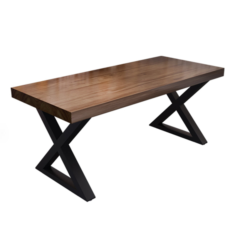 Mesa industrial de madera maciza para comedor, mesa de cocina, mesa con base de trineo rectangular para comedor