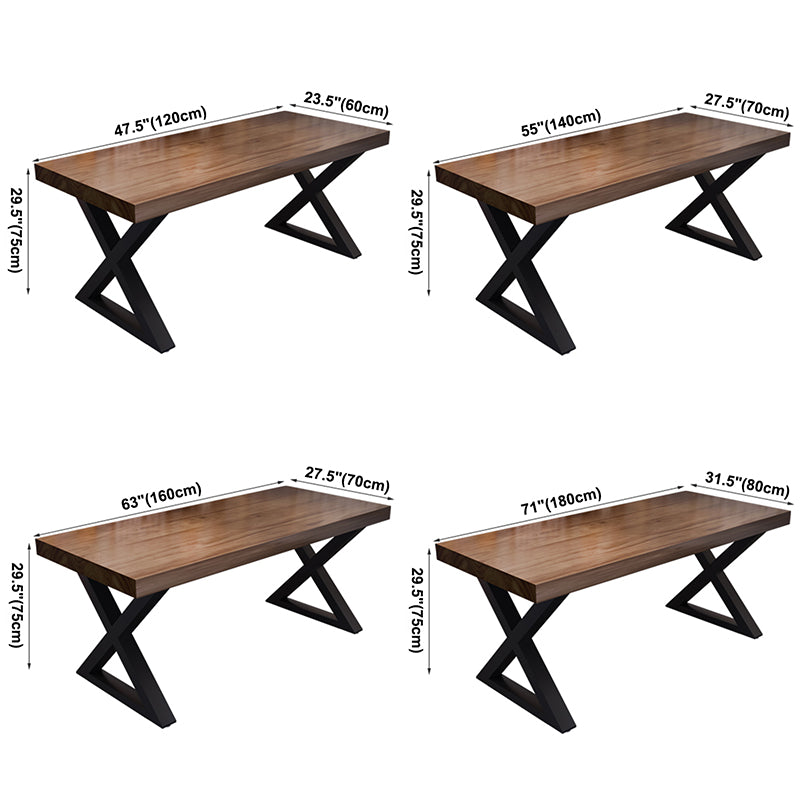 Mesa industrial de madera maciza para comedor, mesa de cocina, mesa con base de trineo rectangular para comedor