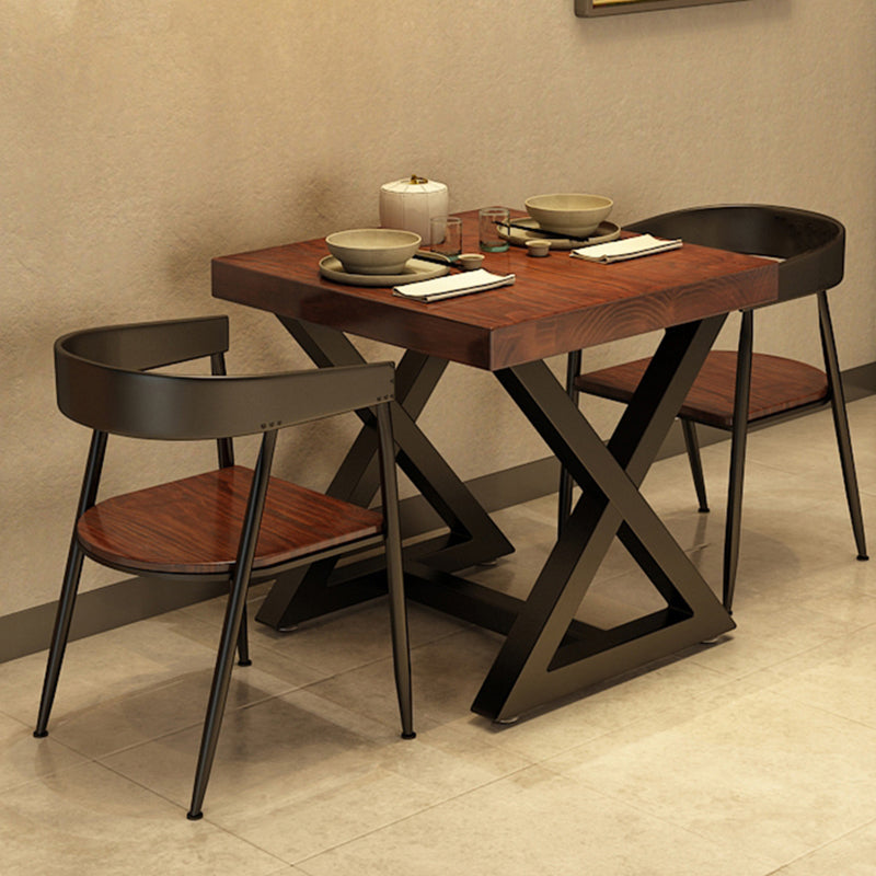 Tavolo da cucina in legno solido industriale tavolo da cavalletto quadrata marrone per sala da pranzo
