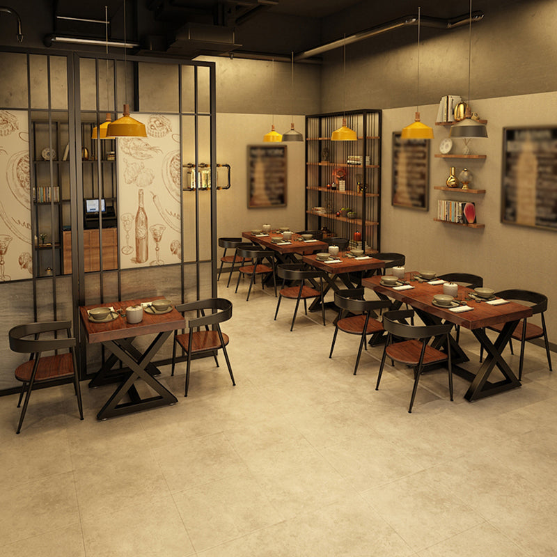 Tavolo da cucina in legno solido industriale tavolo da cavalletto quadrata marrone per sala da pranzo
