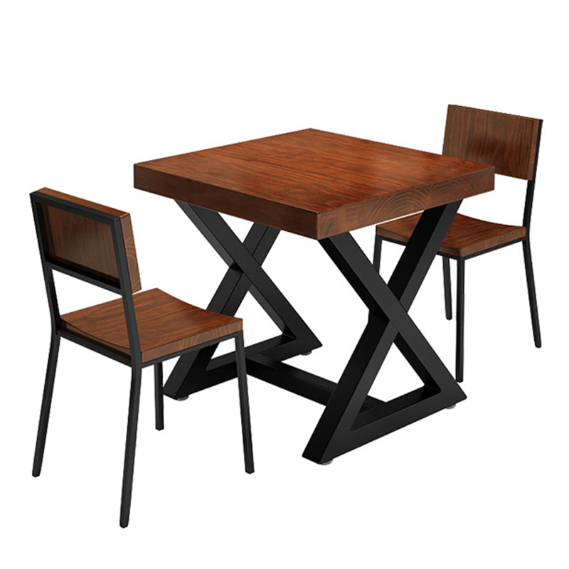 Tavolo da cucina in legno solido industriale tavolo da cavalletto quadrata marrone per sala da pranzo