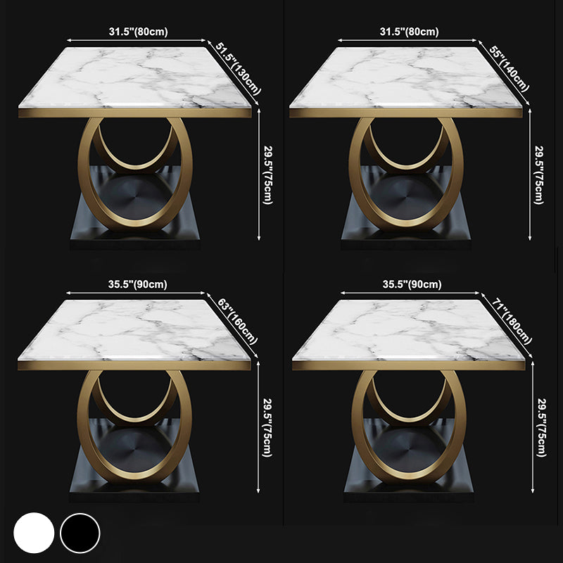 Metaal traditionele luxe rechthoek binnen tafel gesinterde stenen tafel met metalen schok