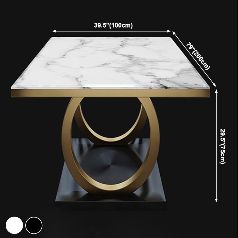 Metaal traditionele luxe rechthoek binnen tafel gesinterde stenen tafel met metalen schok