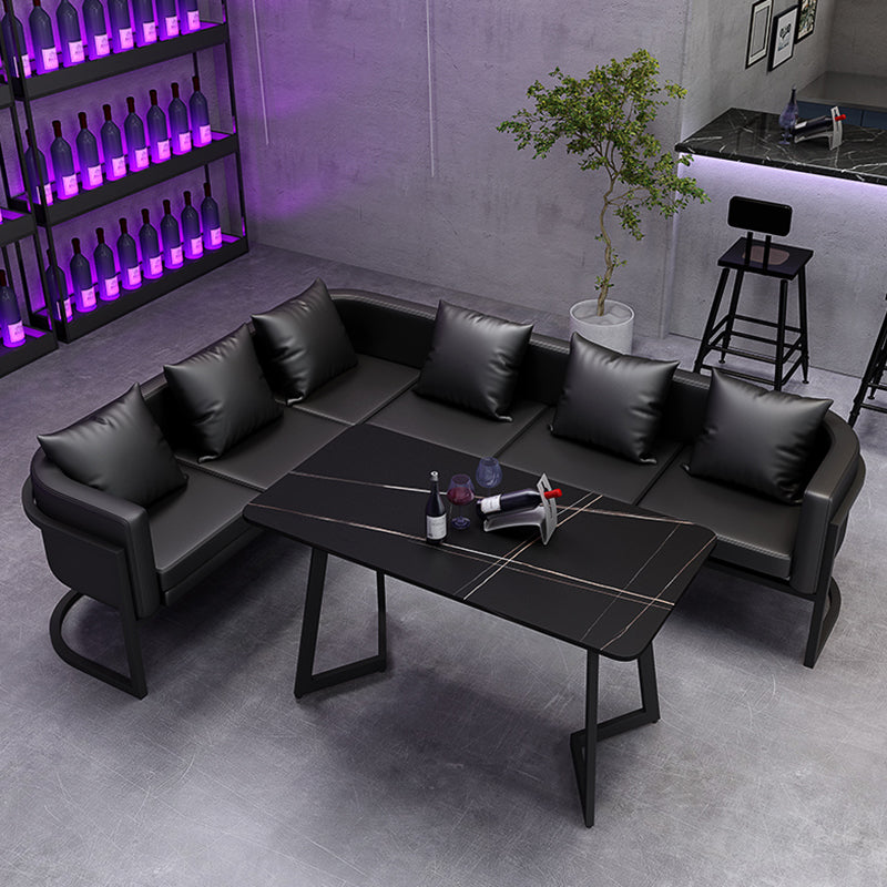Industrialstil Sintered Stone Dinner Room Küche Schwarzer Tisch mit Metallbasis