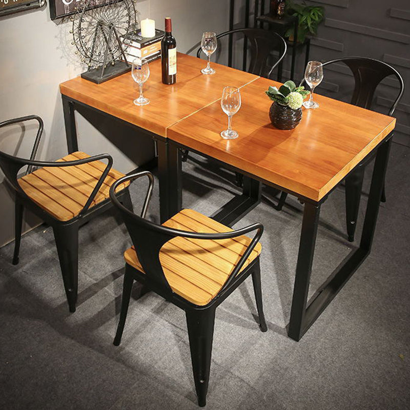 Industrial Solid Wood Dinner Room Kitchen Table Square Sled Table for Dining Room