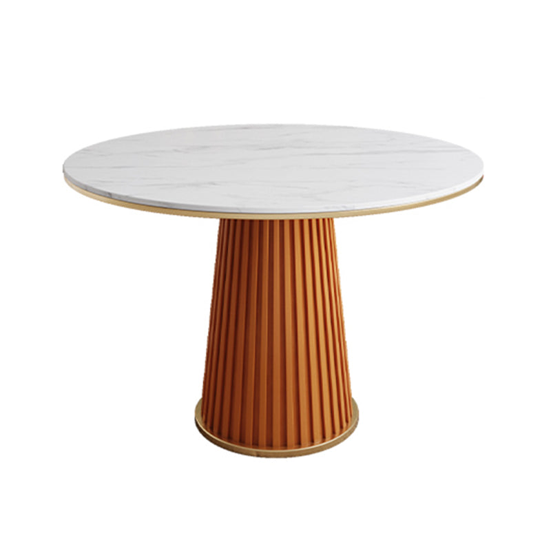 Minimalist Kitchen Standard Dining Table White Sintered Stone Dining Table with Pedestal Base