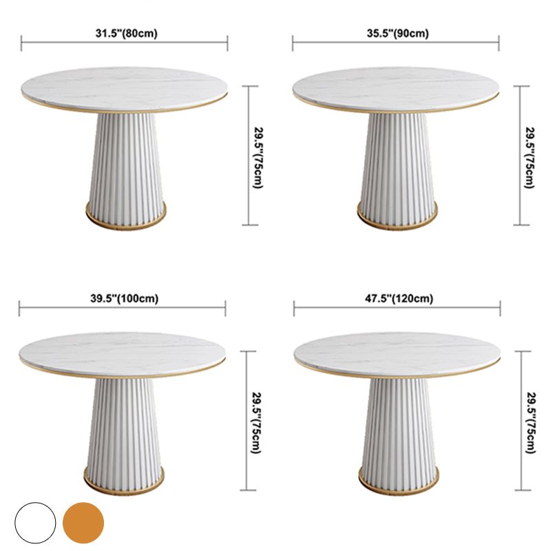 Minimalist Kitchen Standard Dining Table White Sintered Stone Dining Table with Pedestal Base