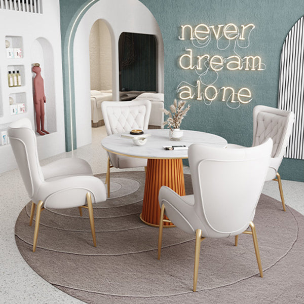 Minimalist Kitchen Standard Dining Table White Sintered Stone Dining Table with Pedestal Base